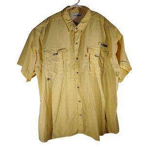 Columbia PFG fishing shirt mens 4XL XXXXL yellow button vented short sleeve